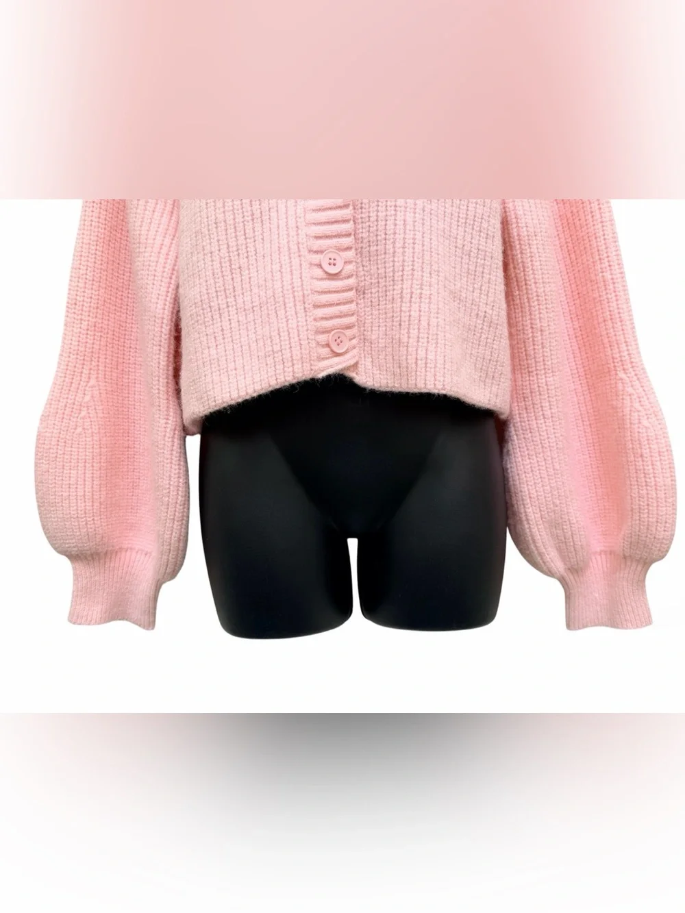 EDIKTED Sabrina Chunky Knit Cropped Cardigan Light Pink XS